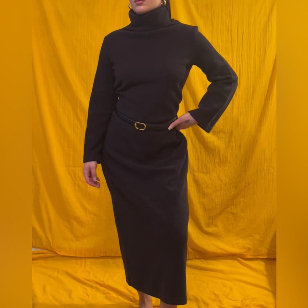 Vintage Fleece Turtleneck Maxi Dress